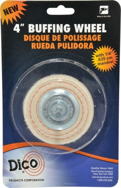 Mounted Spiral Sewn Buffing Wheel: 3" Dia, 1/2" Thick, 1/4" Shank Dia