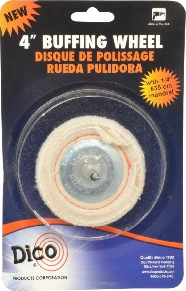Mounted Cushion Sewn Buffing Wheel: 3" Dia, 1/2" Thick, 1/4" Shank Dia