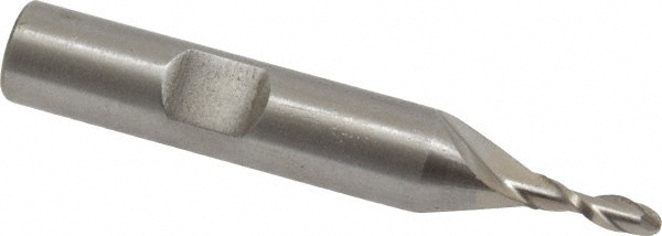 Value Collection 720-1401 Ball End Mill: 0.125" Dia, 0.375" LOC, 2 Flute, High Speed Steel Image