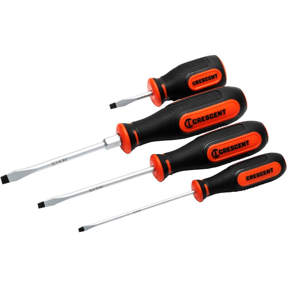 Screwdriver Sets; Screwdriver Types Included: Slotted ; Container Type: Clamshell ; Tether Style: Not Tether Capable ; Number Of Pieces: 4 ; Shank Shape: Round ; Insulated: No
