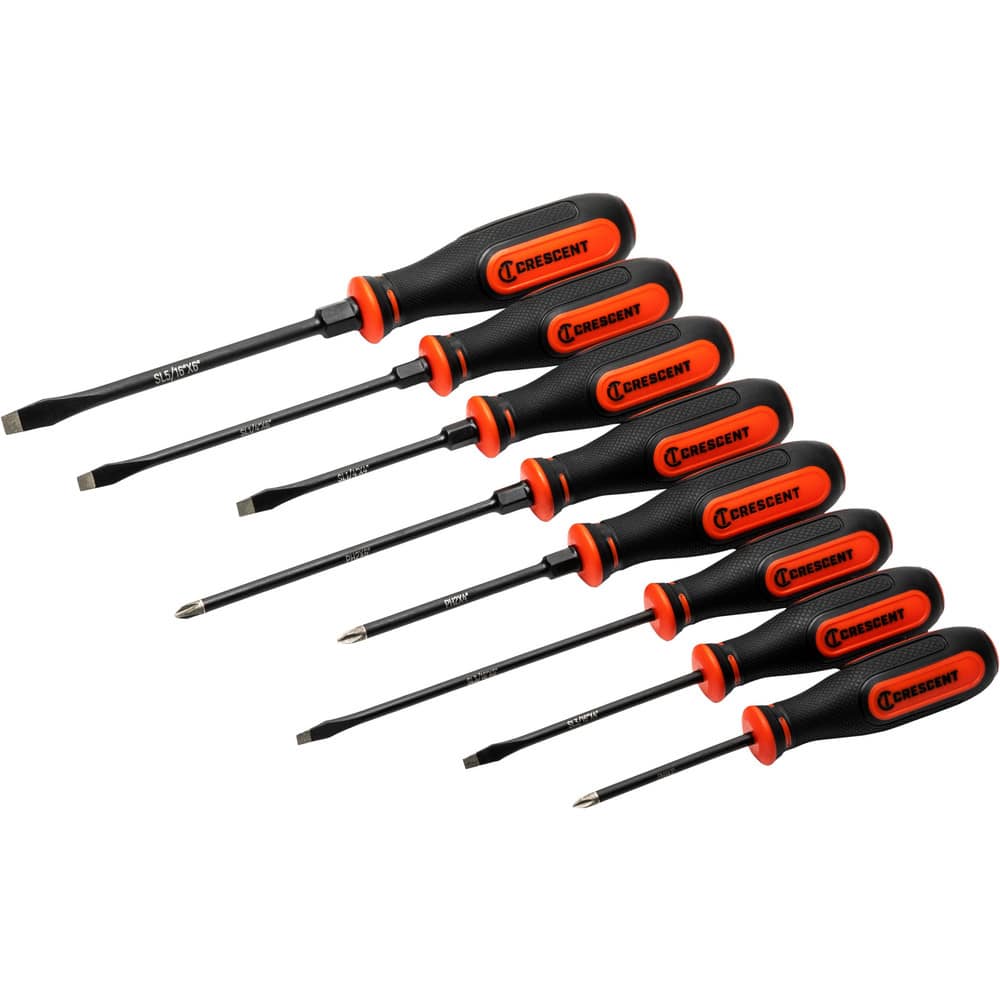 Screwdriver Sets; Screwdriver Types Included: Philips , Slotted ; Container Type: Clamshell ; Tether Style: Not Tether Capable ; Number Of Pieces: 8 ; Shank Shape: Round ; Insulated: No