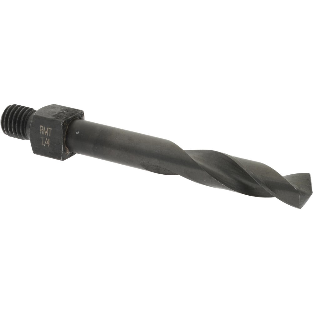 Threaded Shank Drill Bit: 1/4" Dia, 135 ° Point, 1/4-28 Shank, Cobalt