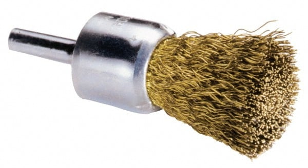 End Brushes: 3/4" Dia, Brass, Crimped Wire