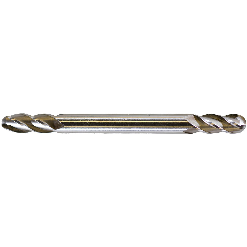 Ball End Mill: 1/16" Dia, 3/16" LOC, 4 Flute, Cobalt