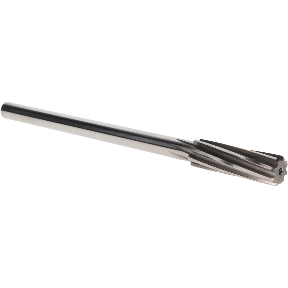 Chucking Reamer: 19/32" Dia, 8" OAL, 2" Flute Length, Straight-Cylindrical Shank, HSS