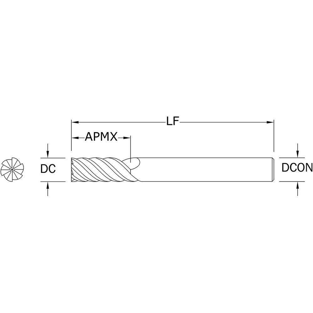 SGS - Square End Mill: 16.00 mm Dia, 32.00 mm LOC, 6 Flute, Solid