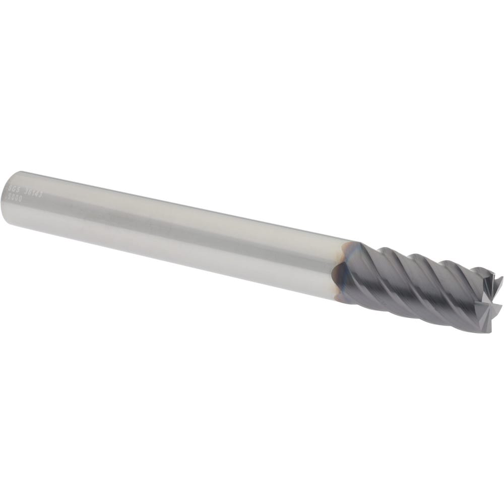 SGS 36143 Square End Mill: 1/2 Dia, 1-3/32 LOC, 1/2 Shank Dia, 4-1/2 OAL, 6 Flutes, Solid Carbide Image