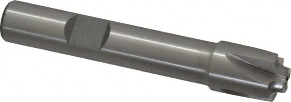 Interstate Corner Rounding End Mill: 0.06 mm Radius, 7/16" Dia, 4 Flutes, High Speed Steel - 3/8" Shank Dia, Bright/Uncoated, Single End