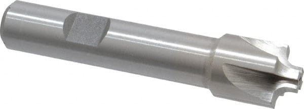 Interstate Corner Rounding End Mill: 0.12 mm Radius, 5/8" Dia, 4 Flutes, High Speed Steel - 3" OAL, 1/2" Shank Dia, Bright/Uncoated, Single End