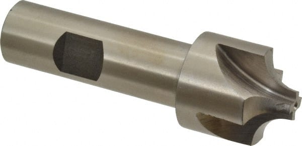 Interstate Corner Rounding End Mill: 0.34 mm Radius, 1-1/8" Dia, 4 Flutes, High Speed Steel - 3/4" Shank Dia, Bright/Uncoated, Single End