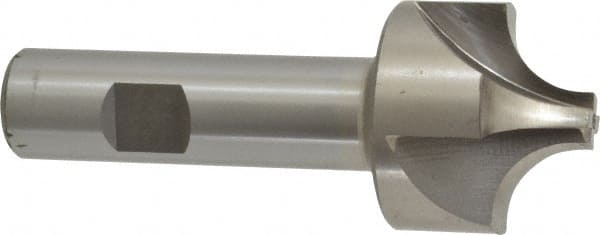Interstate Corner Rounding End Mill: 0.5 mm Radius, 1-1/2" Dia, 4 Flutes, High Speed Steel - 3/4" Shank Dia, Bright/Uncoated, Single End