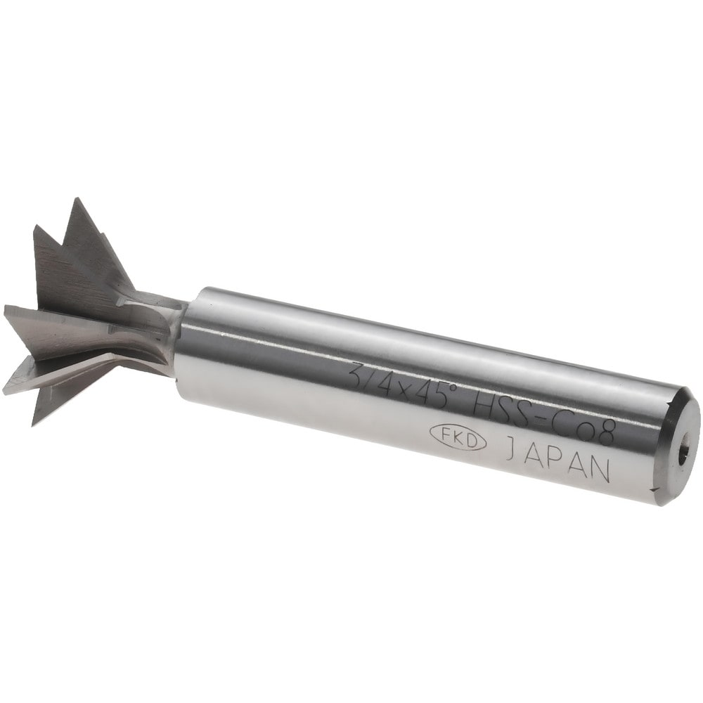 Dovetail Cutter: 45 °, 3/4" Cut Dia, 5/16" Cut Width, Cobalt