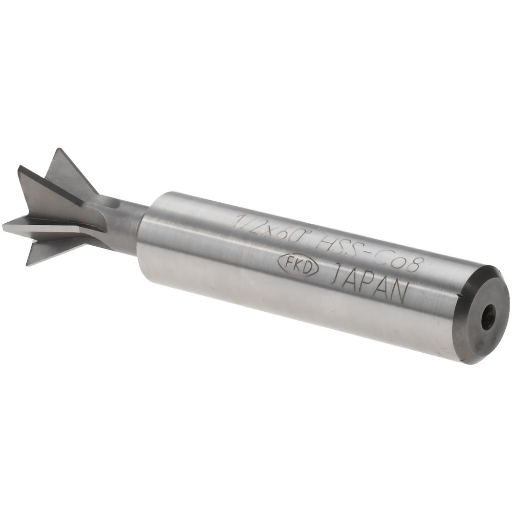Dovetail Cutter: 60 &deg;, 1/2" Cut Dia, 7/32" Cut Width, Cobalt - 3/8" Shank Dia, Uncoated