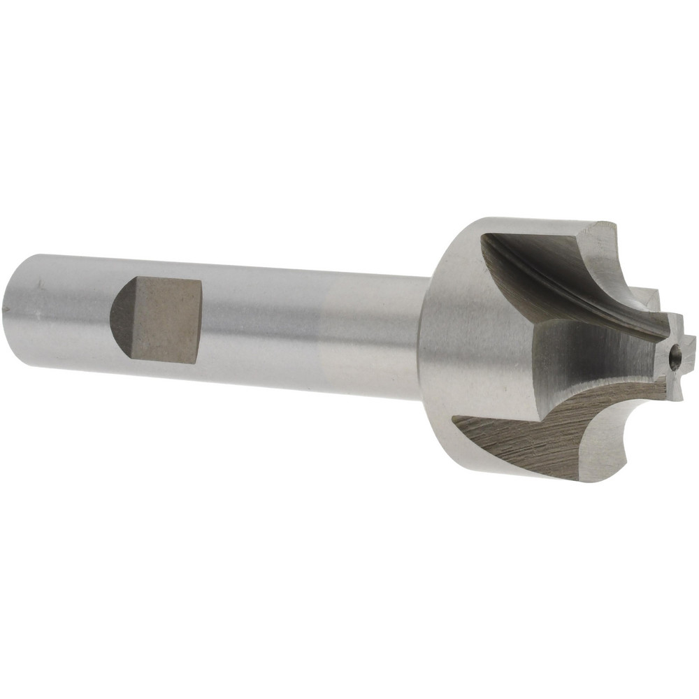 Corner Rounding End Mill: 1/4" Radius, 1" Dia, 4 Flutes, Cobalt - 1/2" Shank Dia, Bright/Uncoated, Single End