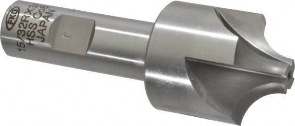 Interstate Corner Rounding End Mill: 0.46 mm Radius, 1-3/8" Dia, 4 Flutes, Cobalt - 3/4" Shank Dia, Bright/Uncoated, Single End | Part #723-6528