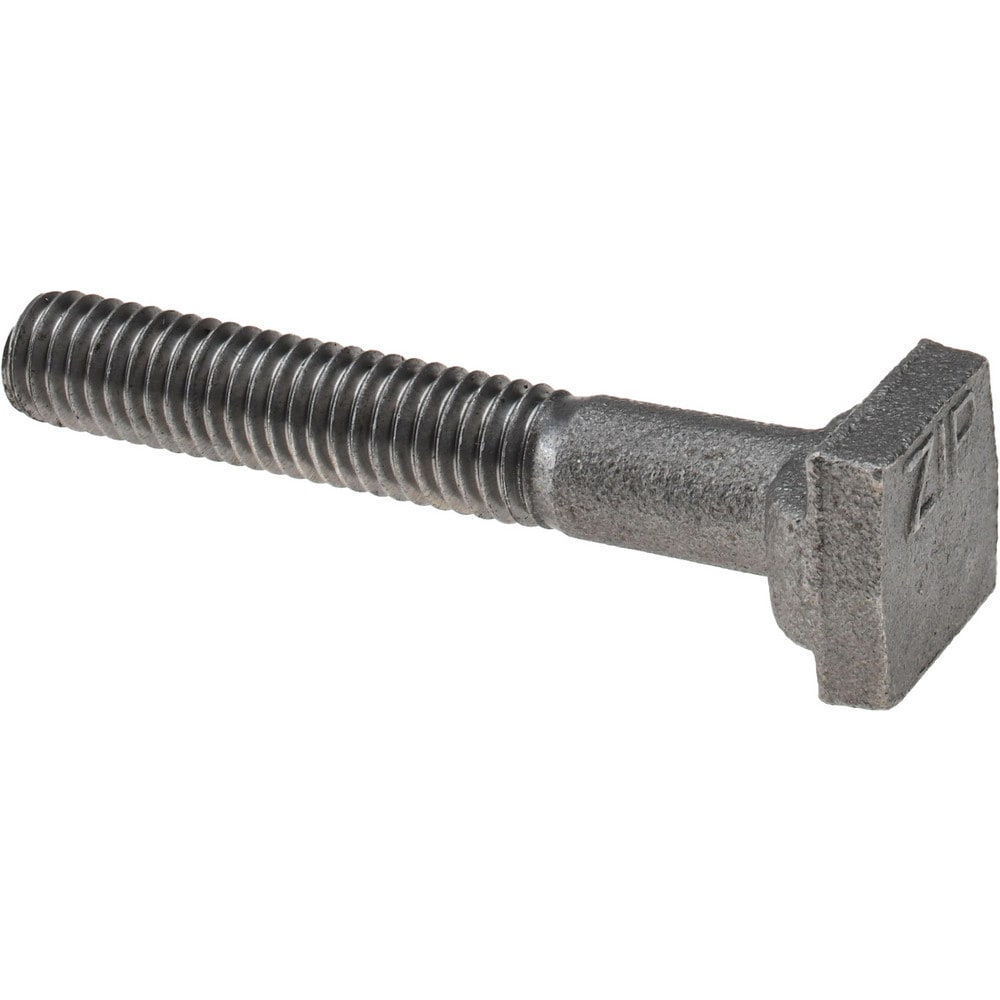 Steel T-Slot Bolt: 3/8-16, 1-1/2" Thread Length, 3/8" Slot Width, Uncoated