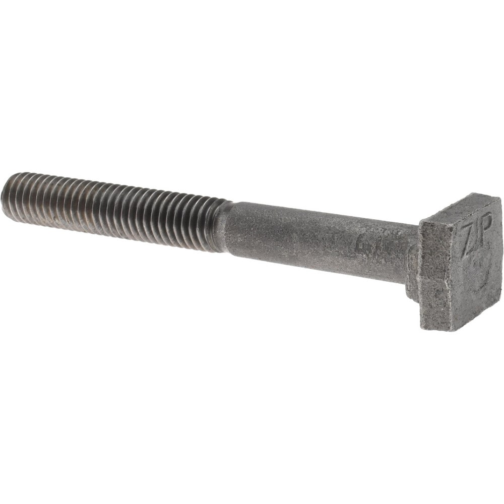 Steel T-Slot Bolt: 3/8-16, 1-1/2" Thread Length, 3/8" Slot Width, Uncoated