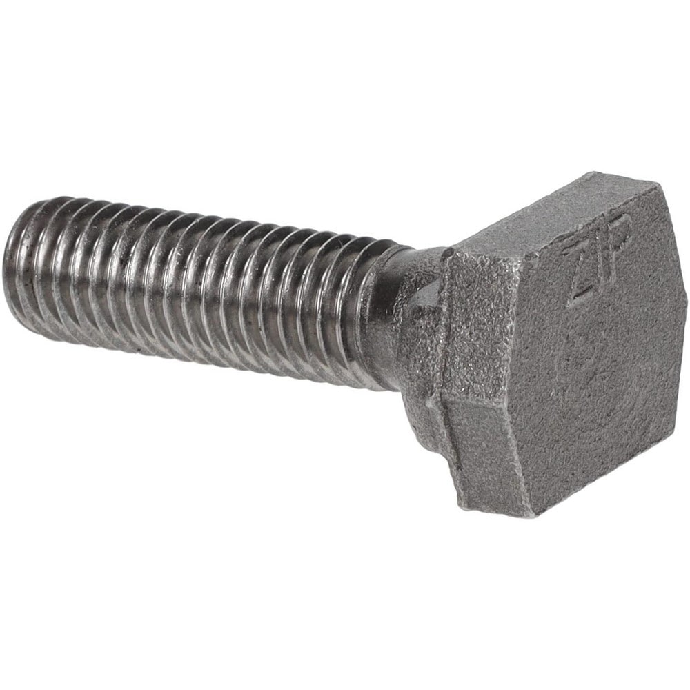 Steel T-Slot Bolt: 1/2-13, 1-1/4" Thread Length, 1/2" Slot Width, Uncoated