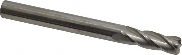 Corner Radius End Mill: 1/4" Dia, 3/4" LOC, 0.045" Radius, 4 Flutes, Solid Carbide