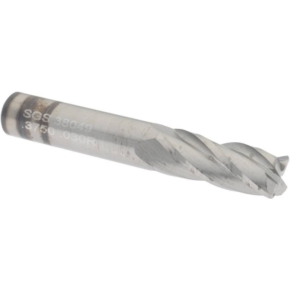 SGS 38049 Corner Radius End Mill: 3/8" Dia, 1" LOC, 0.03" Radius, 4 Flutes, Solid Carbide Image