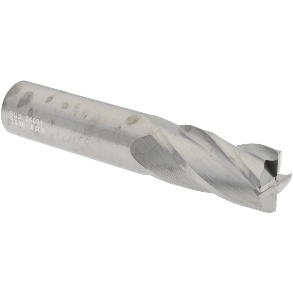 SGS 38091 Corner Radius End Mill: 3/4" Dia, 1-1/2" LOC, 0.03" Radius, 4 Flutes, Solid Carbide Image