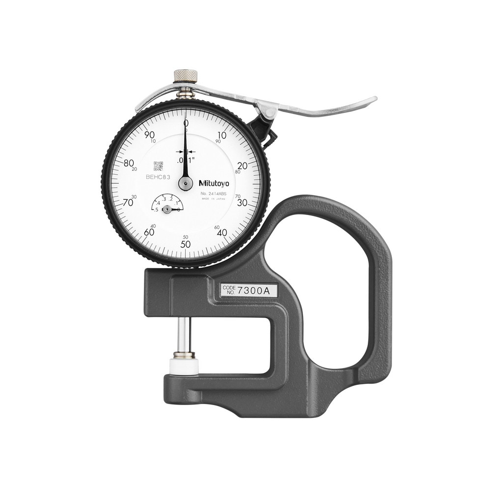 0 to 1/2" Measurement, 0.001" Graduation, 1.1811" Throat Depth, Dial Thickness Gage