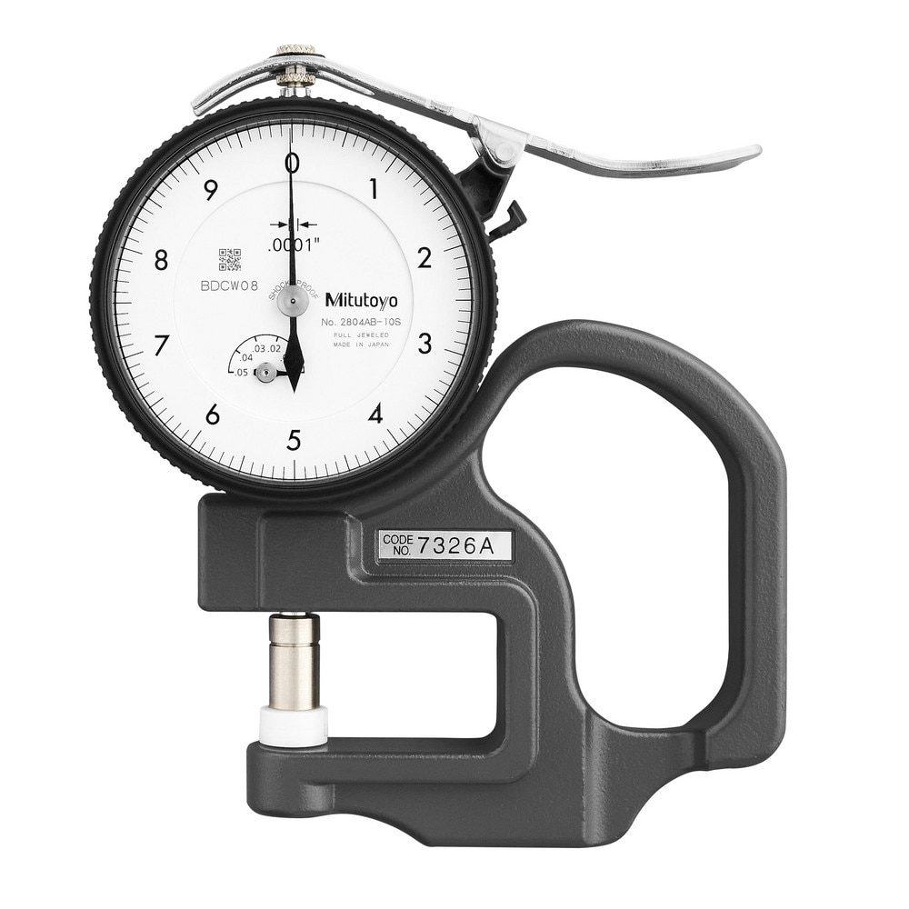 0 to 0.05" Measurement, 0.00005" Graduation, 1.1811" Throat Depth, Dial Thickness Gage