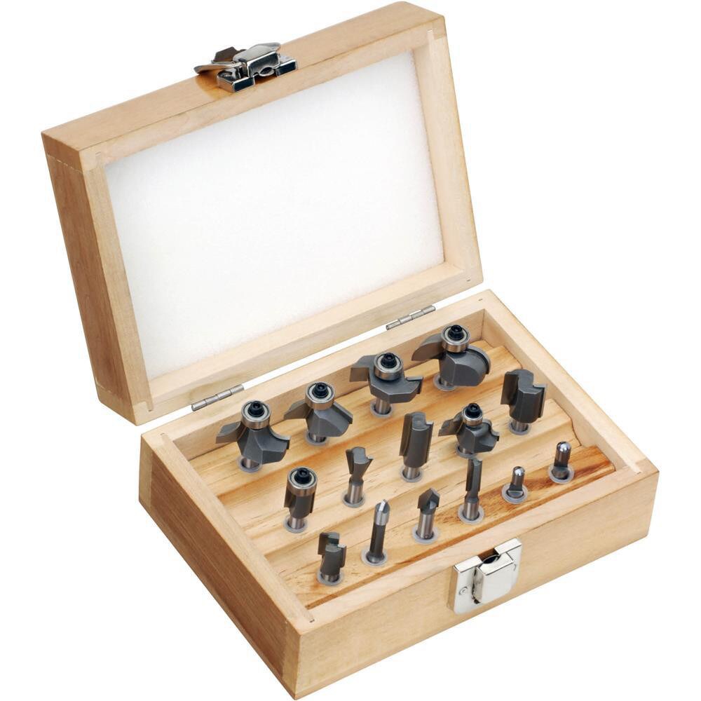 15 Piece Carbide-Tipped Assorted Router Bit Set