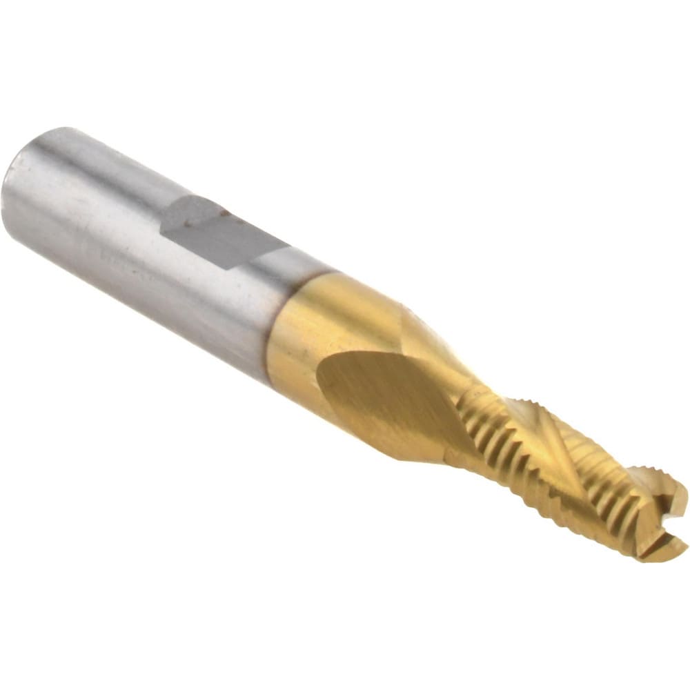 Roughing End Mill: 1/4" Dia, 3 Flutes, Single End, Cobalt