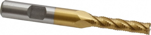 Value Collection 724-3033 Square End Mill: 1/4 Dia, 1-1/8 LOC, 3/8 Shank Dia, 3-1/8 OAL, 4 Flutes, Cobalt Image