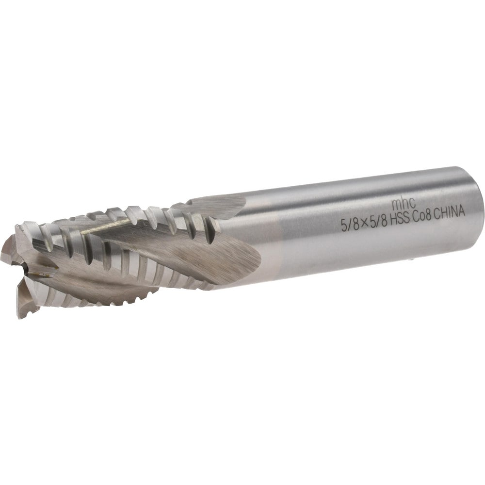 Roughing & Finishing End Mill: 5/8" Dia, 4 Flutes, Square End, Cobalt