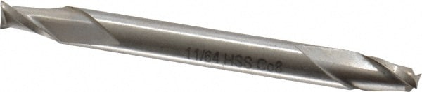 Value Collection 723-1618 Square End Mill: 11/64 Dia, 1/4 LOC, 3/16 Shank Dia, 2 OAL, 2 Flutes, Cobalt Image