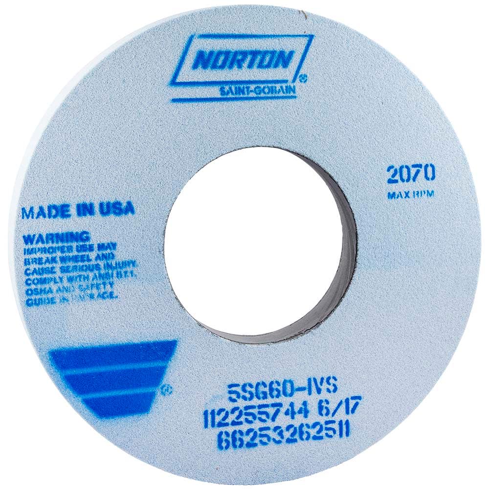 Norton 66253262509 Surface Grinding Wheel: 12" Dia, 1" Thick, 5" Hole, 46 Grit, J Hardness 