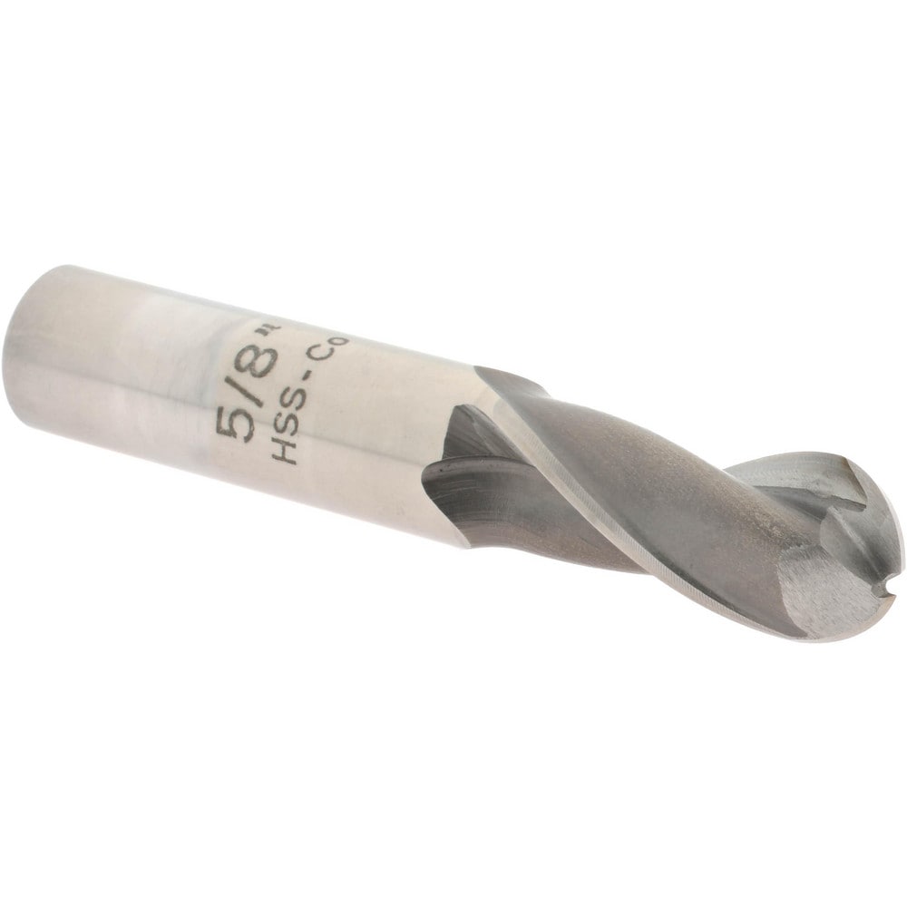 Ball End Mill: 5/8" Dia, 1-3/8" LOC, 2 Flute, Cobalt