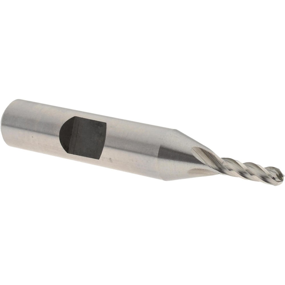 Ball End Mill: 1/8" Dia, 3/8" LOC, 4 Flute, Cobalt