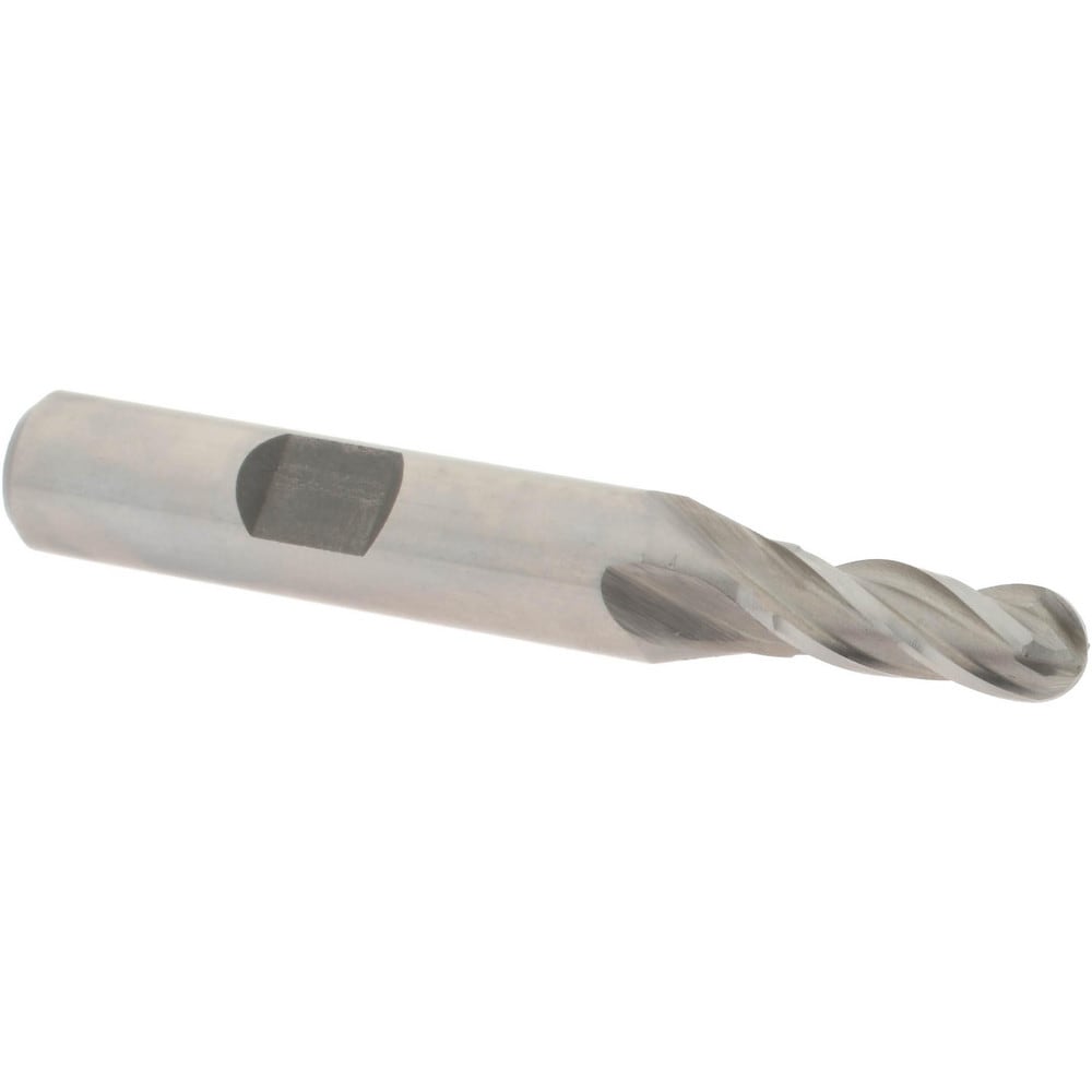 Ball End Mill: 1/4" Dia, 5/8" LOC, 4 Flute, Cobalt