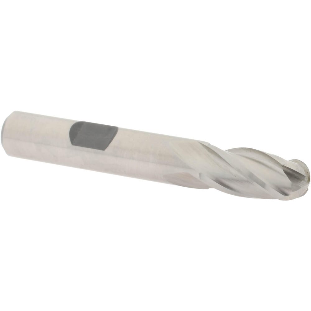 Ball End Mill: 3/8" Dia, 3/4" LOC, 4 Flute, Cobalt