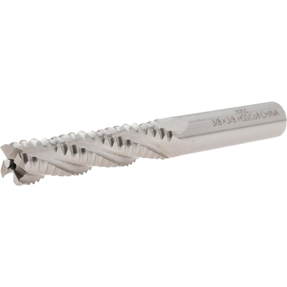 Roughing End Mill: 3/8" Dia, 4 Flutes, Single End, Cobalt