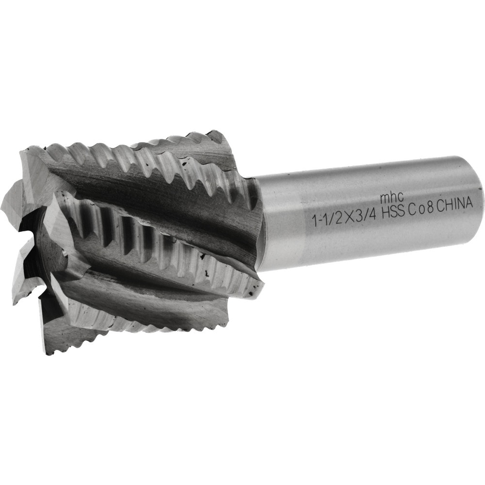 Roughing End Mill: 1-1/2" Dia, 6 Flutes, Single End, Cobalt