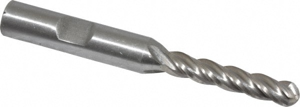 Value Collection 320-3708 Ball End Mill: 0.25" Dia, 1.25" LOC, 4 Flute, High Speed Steel Image