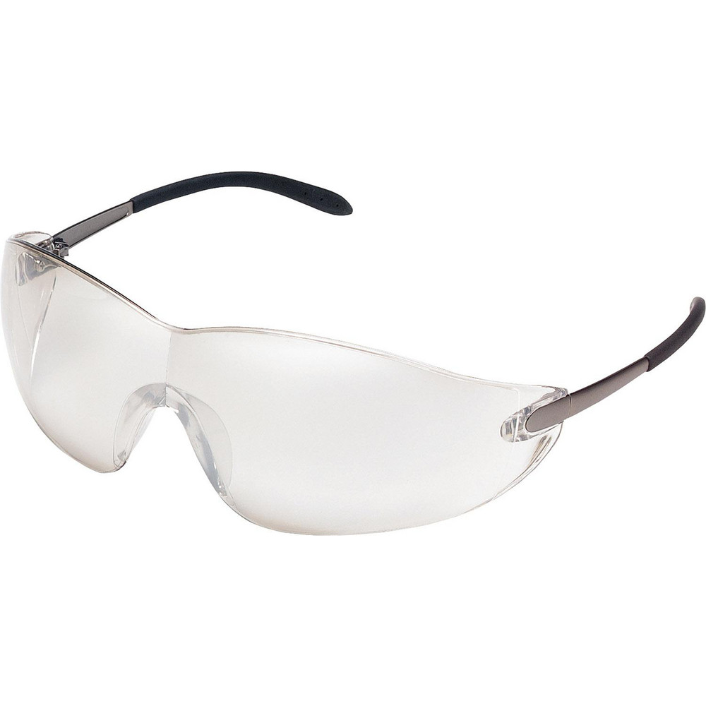 Safety Glasses: Scratch-Resistant, Polycarbonate, Clear Mirror Lenses, Frameless - Gray Frame, Non-Adjustable Temples, Series S21, ANSI Z87.1+