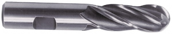 Value Collection 723-3705 Ball End Mill: 0.25" Dia, 0.625" LOC, 4 Flute, Cobalt Image