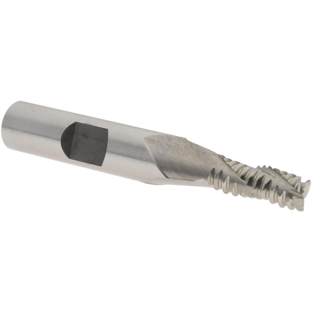 Roughing End Mill: 1/4" Dia, 3 Flutes, Single End, Cobalt