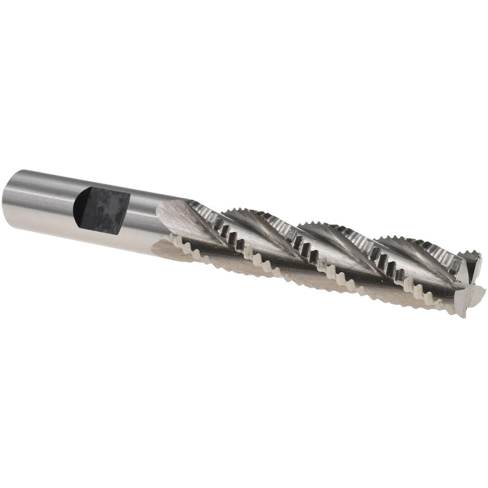 Roughing End Mill: 3/8" Dia, 4 Flutes, Single End, Cobalt