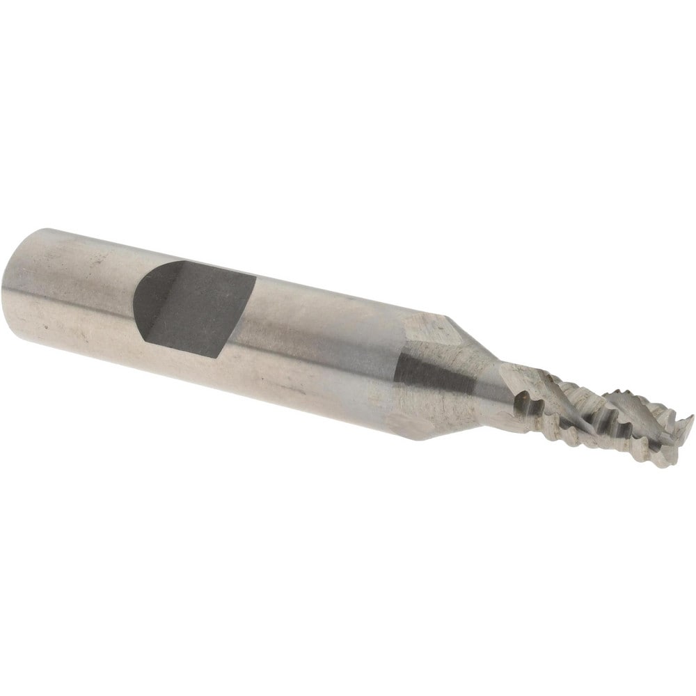 Roughing End Mill: 3/16" Dia, 3 Flutes, Single End, Cobalt