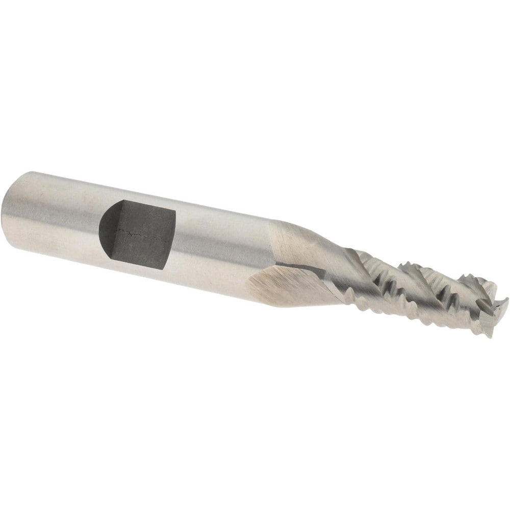 Roughing End Mill: 1/4" Dia, 3 Flutes, Single End, Cobalt