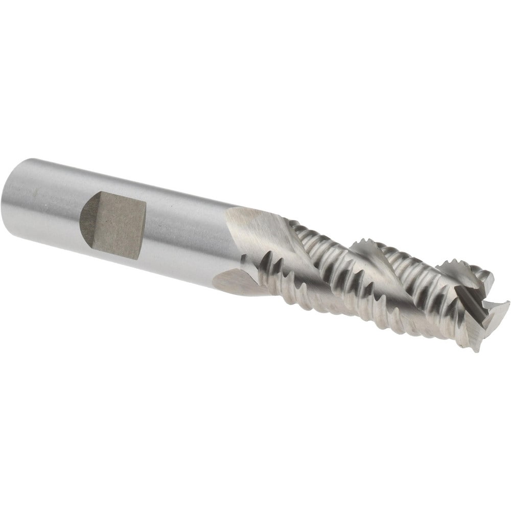 Roughing End Mill: 15/32" Dia, 3 Flutes, Single End, Cobalt