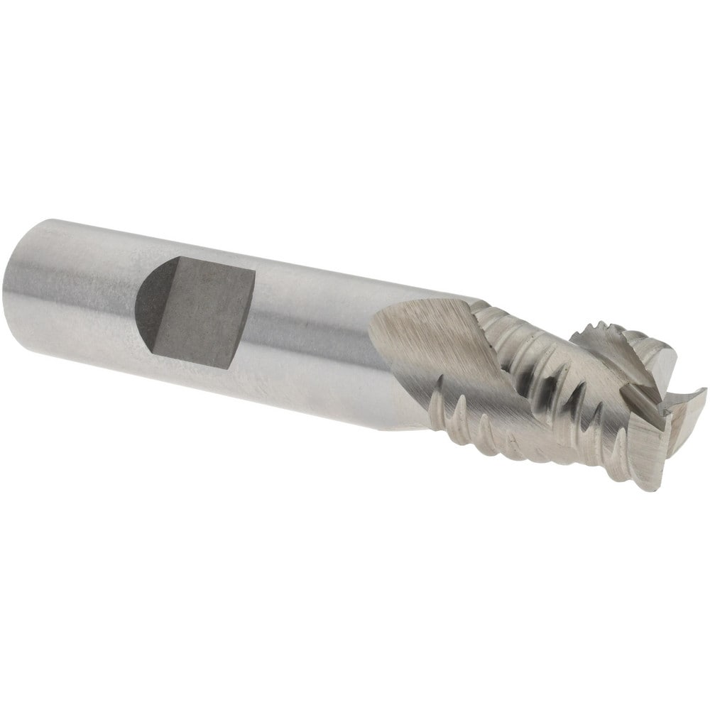 Roughing End Mill: 1/2" Dia, 3 Flutes, Single End, Cobalt