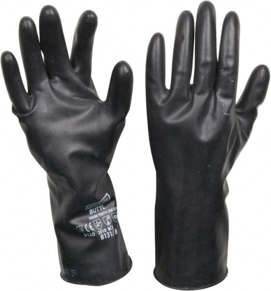 North B131/8 Chemical Resistant Gloves: Medium, 13 mil Thick, Butyl, Unsupported 