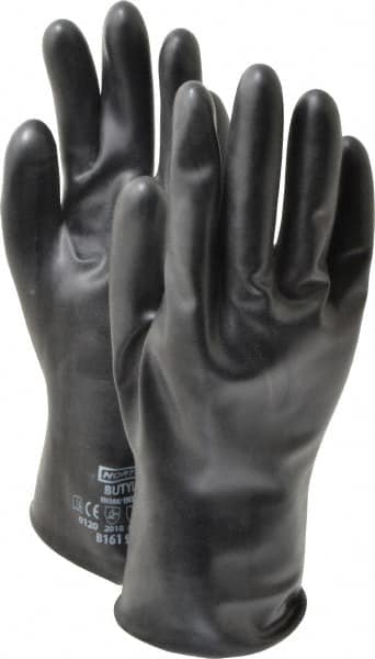 North B161/9 Chemical Resistant Gloves: Large, 16 mil Thick, Butyl, Unsupported 